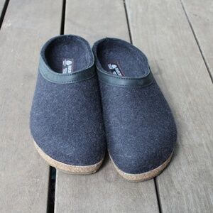 Haflinger Pure Wool Grizzly Slipper Clog Grey Uni-Sex 41- W10 M8 Slip On Mules